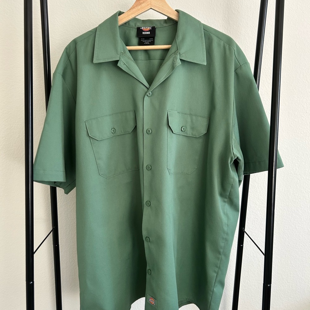 Dickies Icons Green Work Shirt XL Short Sleeve Button Up